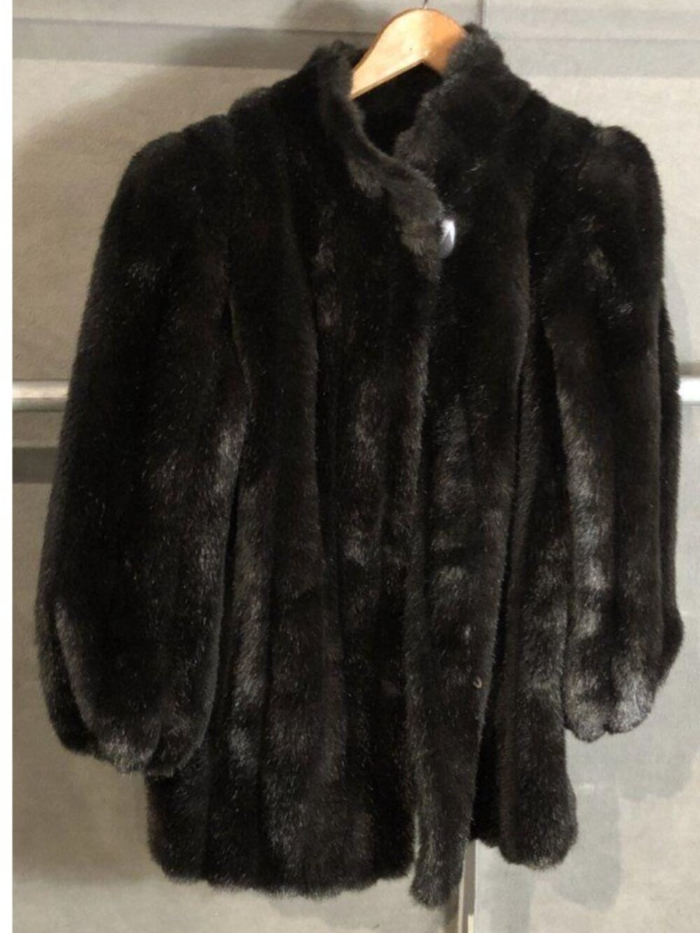 VTG 80s Jordache Faux Fur Coat Women's M/L Dark Brown Glam Mob Wife